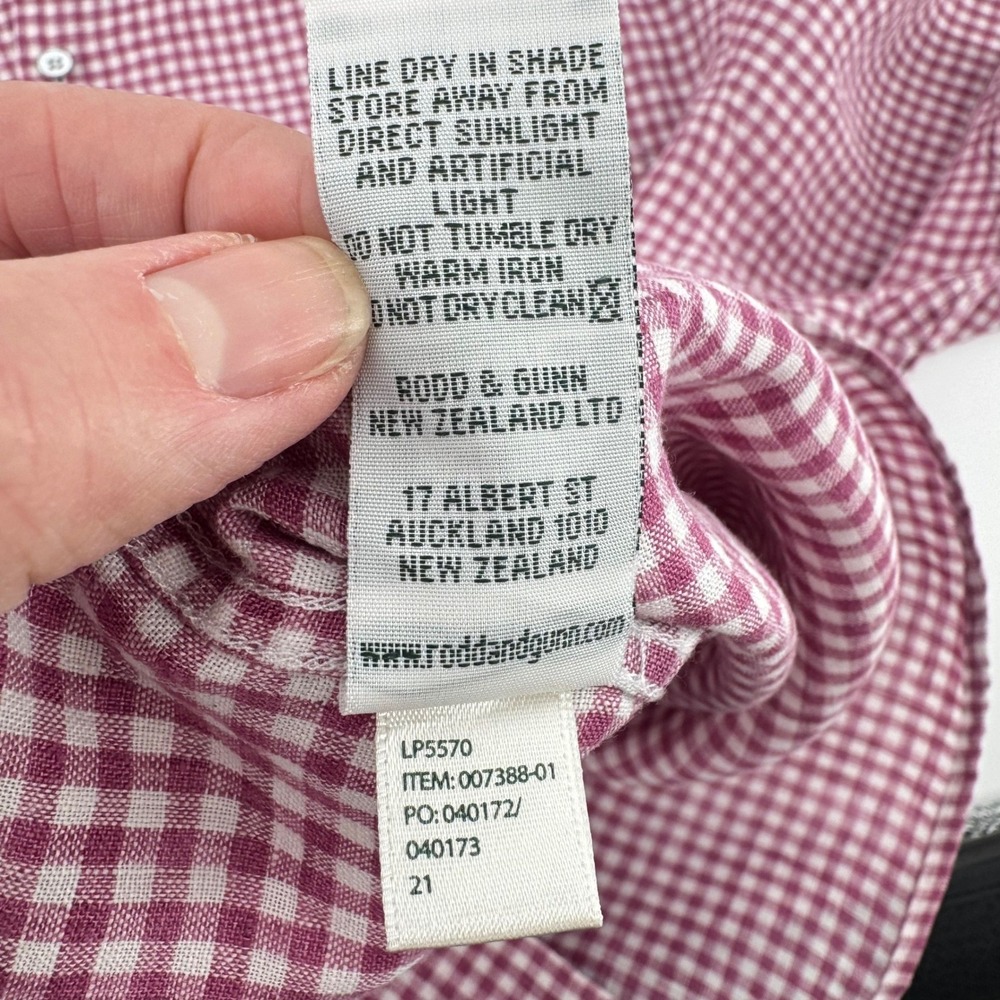 Rodd & Gunn Button Up Shirt Mens 3XL Pink Gingham 100%‎ Linen Italian Fabric - Picture 11 of 12
